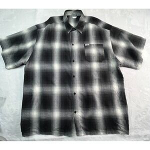 CALTOP Mens 3X‎ Shirt Black Gray Plaid Short Sleeve Acrylic Made in USA